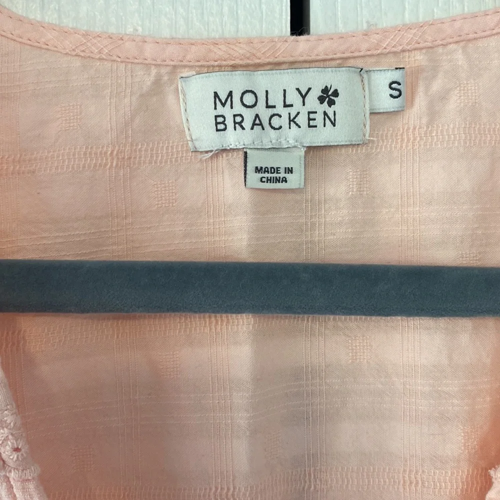 Molly Bracken Blush Pink Tie Front Cropped Top Eyelet Lace Boho Romantic Small - Picture 3 of 11